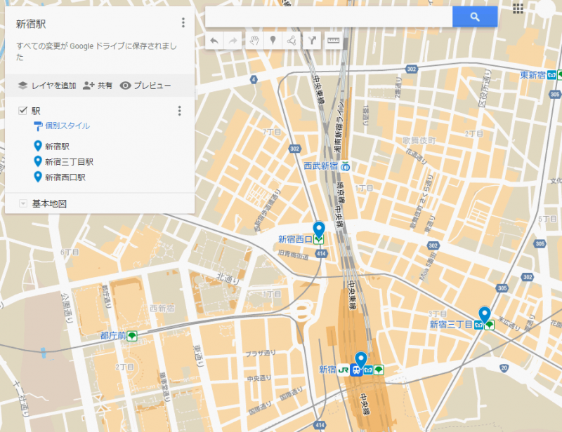 Googleマイマップ、地図
